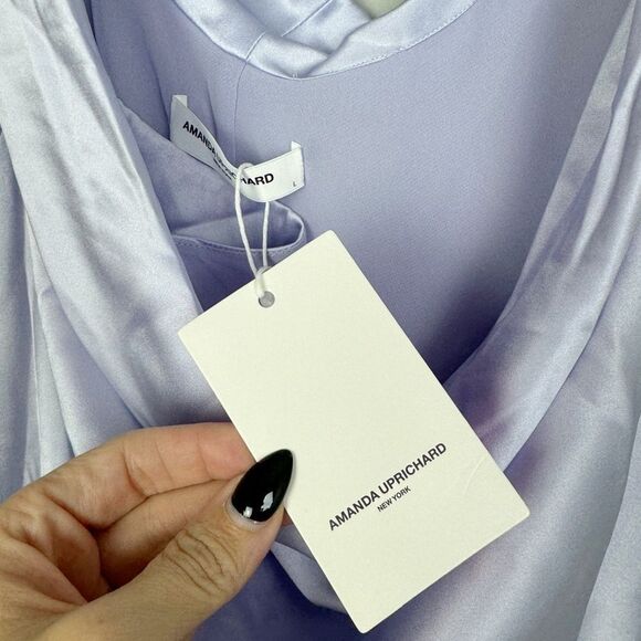 AMANDA UPRICHARD | NEW Light Purple 100% Silk Angelina Top Women’s Size Large - Picture 6 of 9